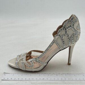 XYD Ivory and Silver Crystal Embellished Stiletto Heels